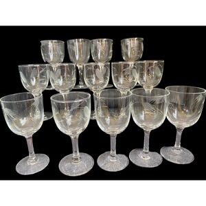NORITAKE SASAKI - 14 Wheat Etched Cordial Sherry Liqueur Glasses 4.25” MCM Vtg